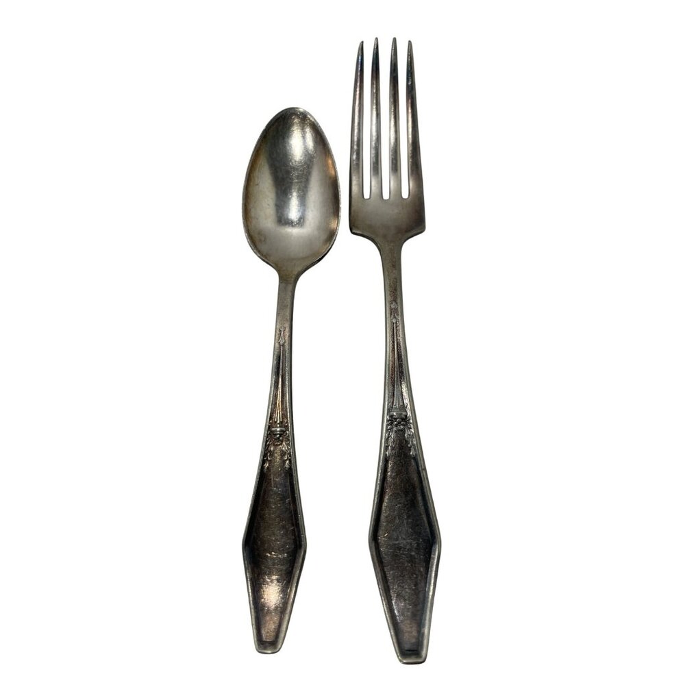 Holmes & Edwards Childs Fork & Spoon Jamestowne  Silverplate 1916 Vintage Youth